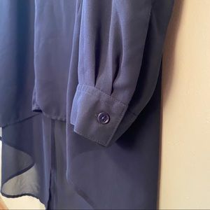 Navy Blue Plus Size Chiffon Blouse Tunic